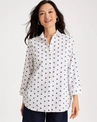 Passport Blue No Iron™ Stretch Jacquard Stars Shirt