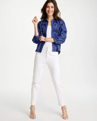 Indigo 3D Floral Embroidered Top