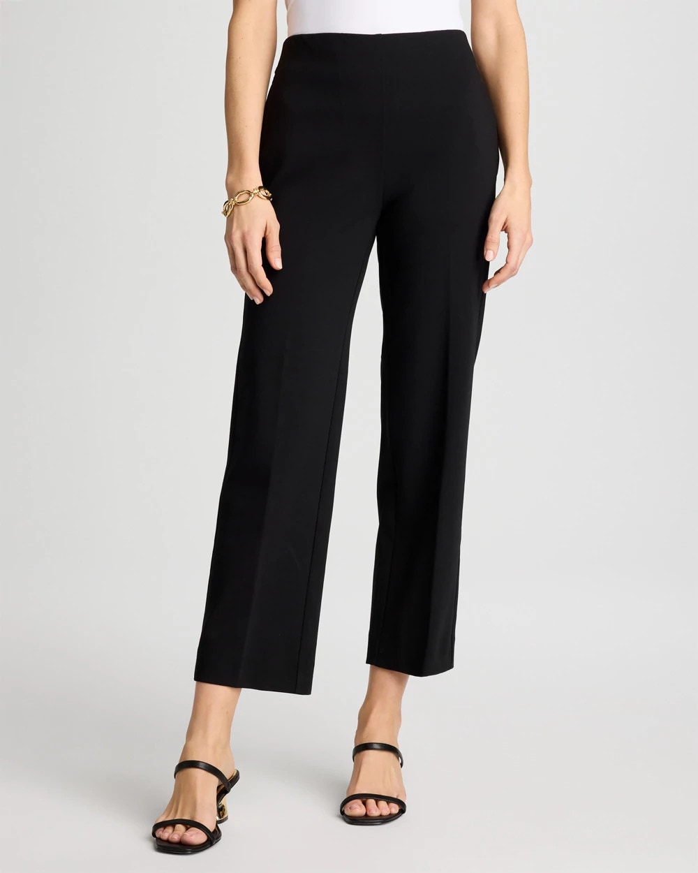 Black Juliet Lightweight Straight Crop Pants