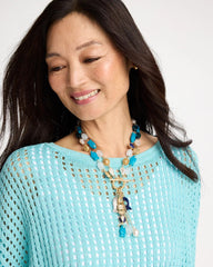 Blue Multi Convertible Turquoise Fish Charm Necklace