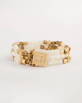 Gold Set of 3 Pearl Treasure Stretch Bracelets
