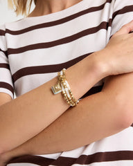 Gold Set of 3 Pearl Treasure Stretch Bracelets