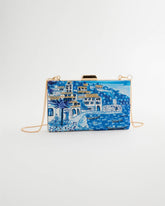 Blue Embellished Scenic Clutch