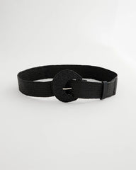 Black Raffia Wrapped Stretch Belt
