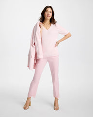 Sweet Blossom Space Dyed Ruched V-Neck Pullover Sweater