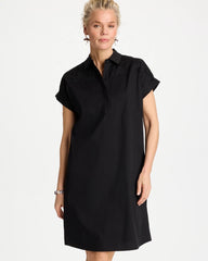 Black Popover Embroidered Poplin Dress