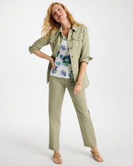 Seagrass Green Boyfriend Relaxed Crop Jeans