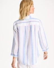 Amparo Blue No Iron™ Linen Striped Shirt