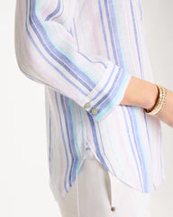 Amparo Blue No Iron™ Linen Striped Shirt