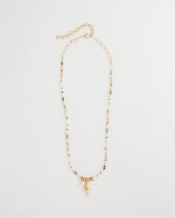Neutral Coral Jade Stone Charm Necklace