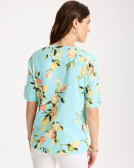 Bondi Blue Pima Printed Elbow-Sleeve Tee