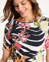 Black Pima Cotton Elbow-Sleeve Tee