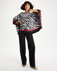 Black Woven Animal Print Poncho