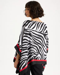 Black Woven Animal Print Poncho