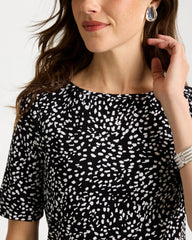 Black Printed Pima Elbow Sleeve Tee