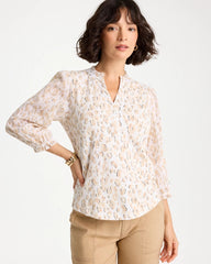 Mocha Mousse Animal Print Ruffled V-Neck Top