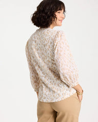 Mocha Mousse Animal Print Ruffled V-Neck Top