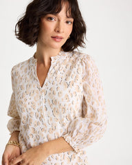 Mocha Mousse Animal Print Ruffled V-Neck Top