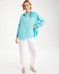 Bondi Blue Linen Dolman Tee
