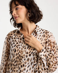 Black Georgette Animal Print Blouse