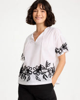 Alabaster Cotton Voile Applique Blouse