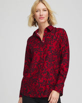 Carmine Red No Iron™ Vinstra Scrolls Shirt