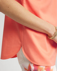 Sunset Peach No Iron™ Sleeveless Sateen-Stretch Shirt
