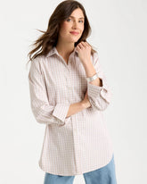 Smokey Taupe No Iron™ Stretch Neutral Gingham Shirt