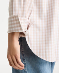 Smokey Taupe No Iron™ Stretch Neutral Gingham Shirt