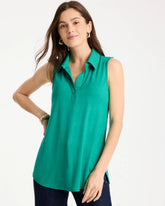 Topanga Green Collared Tunic Tank