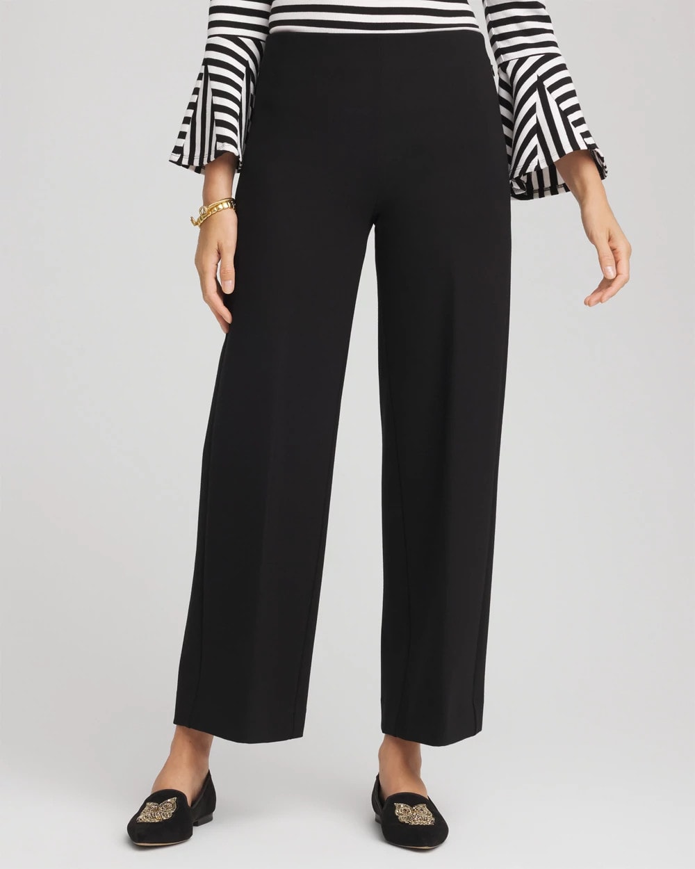 Black Juliet Slim Wide-Leg Cropped Pants