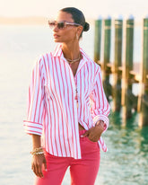 Calypso Coral No Iron™ Stretch Striped Shirt