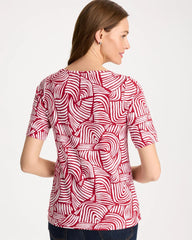 Cherry Lush Geo Pima Elbow Sleeve Tee