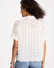 Alabaster 3D Floral Chiffon Camp Shirt