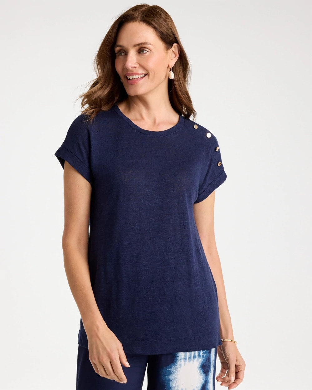 Passport Blue Linen Button Tunic