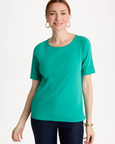 Topanga Green Pima Elbow Sleeve Tee