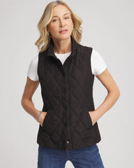 Black Rib Trim Quilted Vest