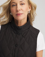 Black Rib Trim Quilted Vest