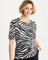Black Ella Zebra Crewneck Pullover Sweater