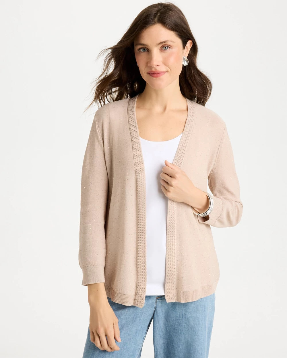 Smokey Taupe Sequined Summer Romance Cardigan