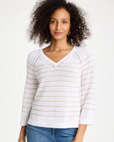 Alabaster Metallic Striped Pullover Sweater