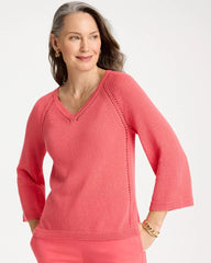 Calypso Coral Cotton-Blend Pullover Sweater