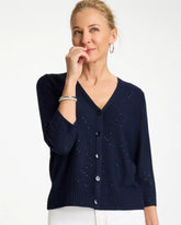 Passport Blue Stitchy Sequin V-Neck Cardigan