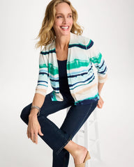 Green Clover Grotto Striped Summer Romance Cardigan