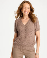 Topaz Smoke Sequin Pointelle Pullover