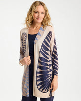 Ecru Long Leaf Print Summer Romance Cardigan
