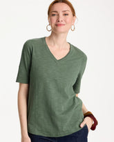 Kelp Forest Cotton Slub V-Neck Tee