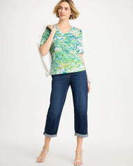 Bondi Blue Pima Printed Elbow Sleeve Tee