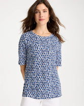 Passport Blue Cotton Slub Printed Tee