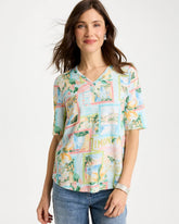 Bondi Blue Limoni Dolci Cotton Slub V-Neck Tee